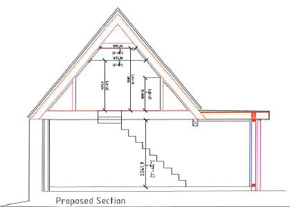 Lot: 82 - LAND AND TWO BARNS WITH CONSENT FOR RESIDENTIAL CONVERSION - Proposed Section Elevation